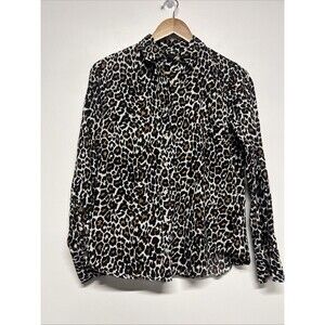 J. Crew Shirt Women’s Size 6 Button Down Leopard Print Long Sleeve‎